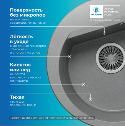 Мойка кухонная POLYGRAN ATOL 460 (серый №14) Мойка кухонная POLYGRAN ATOL 460 (серый №14)